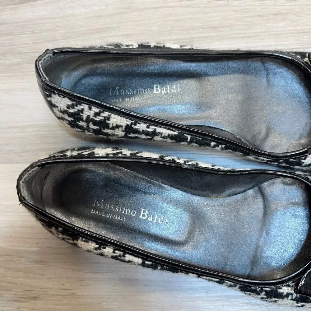MASSIMO‎ BALDI ITALY 6.5 B WOMEN'S BLACK & WHITE SLIP-ON BALLET FLATS SHOES